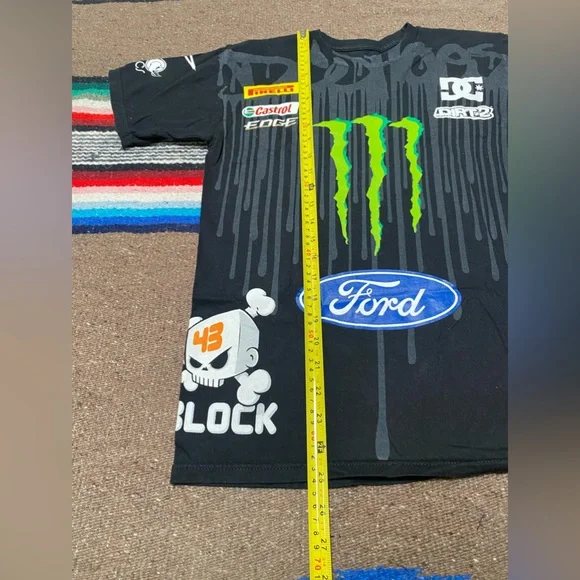 KEN BLOCK 43 OFFICIAL MONSTER FORD T SHIRT GYMKHANA RACING RALLY 2 SIDED VINTAGE